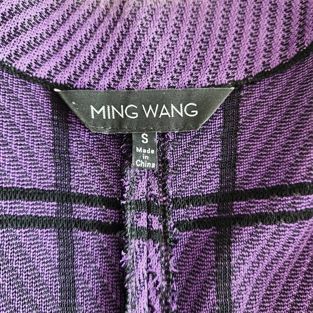 Ming Wang Women's Purple Black Plaid Open Front Cardigan Sweater Size Small - Picture 2 of 8